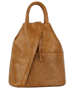 Laser Cut Printed Convertible Backpack Sling Bag JNM-0108 TAN